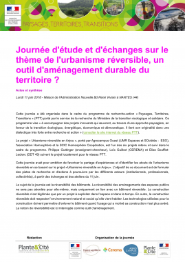 Synthèse "urbanisme réversible, un outil d'aménagement durable du territoire ?"