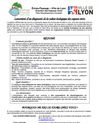 Couverture du diagnostic de la valeur écologique des espaces verts